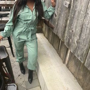 Green Utility Jumpsuit